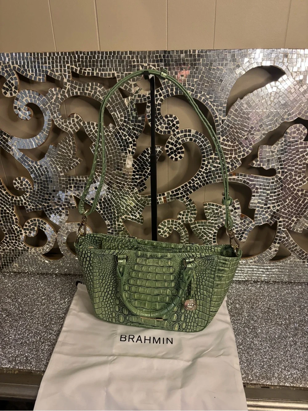 ⭐️Brahmin Green Croc-Embossed Satchel